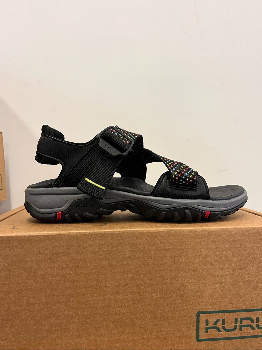 KURU Women’s Current Black Hiking Sandals with Multicolor Straps Size 8